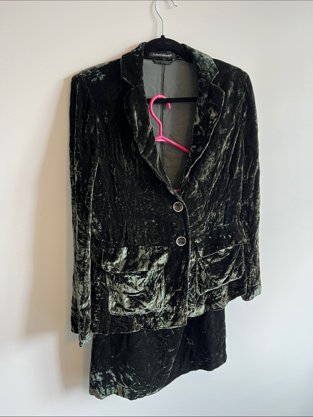 Vintage Luisa Cerano Velvet Blazer Jacket - Forest Green